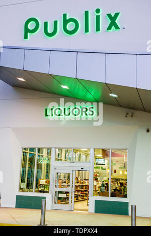 Miami Beach, Florida, North Beach, Publix-Spirituosen, Vordereingang, Supermarkt, Beschilderung, FL190424028 Stockfoto