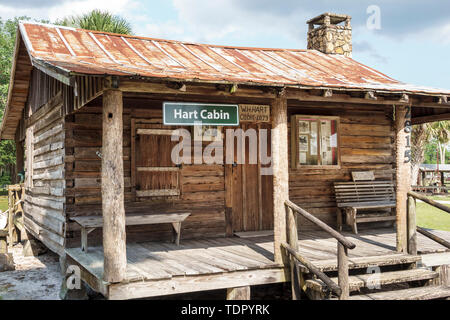 Florida, Zolfo Springs, Pioneer Park, Cracker Trail Museum, Hart Cabin, 1879, altes Florida, Geschichte, Kulturerbe, Erhaltung, FL190510039 Stockfoto