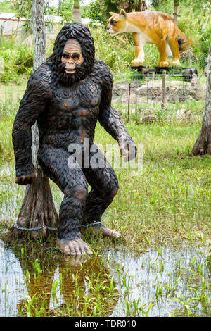 Florida, Ochopee, Everglades, Tamiami Trail, Skunkape Skunk Ape Research Headquarters, Attraktionen am Straßenrand, Merkwürdigkeiten, Fabelwesen, Skulptur, Panther, FL190 Stockfoto