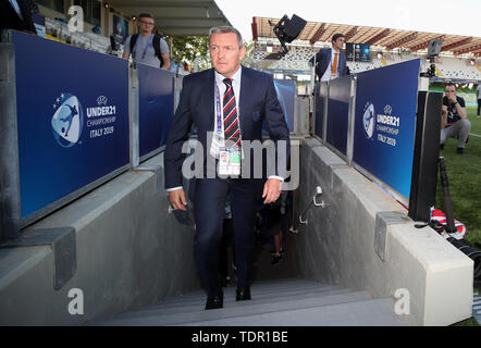 England U21-manager Aidy Boothroyd, bevor die UEFA U-21 Europameisterschaft, Gruppe C Spiel bei Dino Manuzzi, Cesena. Stockfoto