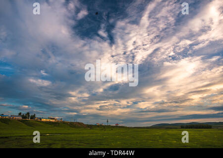 Die pastorale Landschaft der chinesisch-russischen Grenze Stockfoto