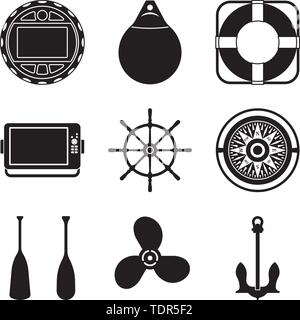 Satz von boot Teile. Flache Symbole. Silhouette Vektor Stock Vektor