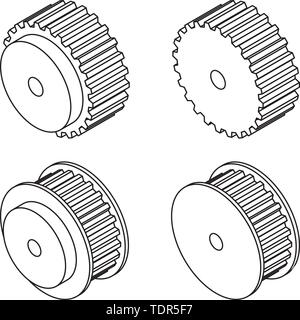 Die Umlenkrolle der Motorsteuerung. Mechanische Getriebe. isometrische Ansicht. Vector Illustration Stock Vektor