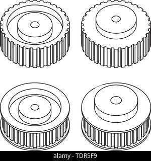 Die Umlenkrolle der Motorsteuerung. Maschinenteile. isometrische Ansicht. Vector Illustration Stock Vektor