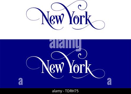Typographie Der USA New York States handschriftliche Abbildung auf der offiziellen US-Farben. Moderne Kalligraphie Element für Ihr Design. Einfache vecto Stock Vektor