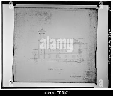 Fotografische Kopie von architektonischen Zeichnung Nr. 4131-11 datiert 1917 für das Ingenieur- und Planungsbüro, Panama Canal Kommission, Balboa, Republik Panama. Norden Elevation. - Gorgas Krankenhaus, Verwaltung und Kliniken Gebäude, Culebra Road, Balboa Park, ehemaliger Panama Canal Zone, CZ Stockfoto