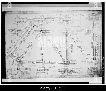 Fotografische Kopie der Konstruktionszeichnung (26. November 1915; original Bettwäsche Zeichnung in Besitz der Stadt von Burlington, Burlington, Iowa). DETAILS DER 175-DECK TRUSS. - MacArthur Brücke, Spanning Mississippi River auf der Autobahn 34 zwischen IA und IB, Burlington, Des Moines County, IA Stockfoto