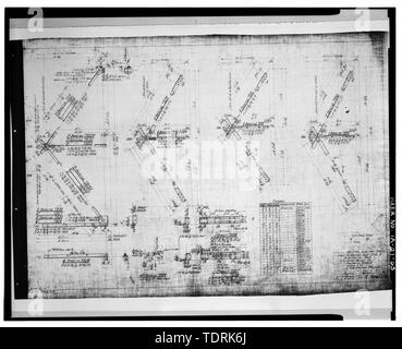 Fotografische Kopie der Konstruktionszeichnung (30. November 1915; original Bettwäsche Zeichnung in Besitz der Stadt von Burlington, Burlington, Iowa). DETAILS VON 140-DECK TRUSS. - MacArthur Brücke, Spanning Mississippi River auf der Autobahn 34 zwischen IA und IB, Burlington, Des Moines County, IA Stockfoto