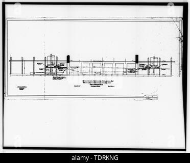 Fotografische Kopie der Zeichnung (26. April 1905, ursprüngliche Zeichnung in Archiven, Amt der Gebäude, Verwaltungsgebäude, Sears, Roebuck und Unternehmen Bestellung per Post plant, Chicago, Illinois). Adams und Schwab. 1-4 Zoll auf einem Fuß. Abschnitt Zeichnung mit der Beziehung des Spiralrutschen in Buchten B und G an den Versandbereich. Abschnitt durch WAREN GEBÄUDE NACH OSTEN ZEIGT SYSTEM DER FÖRDERER IN VERSAND - Sears Roebuck und Unternehmen Versandhandel Pflanze, Merchandise Gebäude, 924 South Homan Avenue, Chicago, Cook County, IL; Nimmons und Stipendiaten, Architekten; Wegman-French, Lysa, t Stockfoto