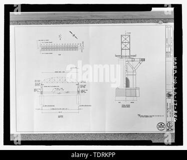 Fotografische Kopie der Zeichnung von Modjeski und Meister, Ingenieure der vorgeschlagenen Huey P. Lange Brücke vergrößert. Original Zeichnung in das Amt des Modjeski und Meister, Consulting Engineers in 1055 St. Charles Avenue, New Orleans, LA. 70130.; 13. MAI 2005 ZEICHNUNG DES VORGESCHLAGENEN HUEY P. lange Brücke, Erweiterung, USA 90, MAIN-BRIDGE UNTERKONSTRUKTION, DIE STRUKTUR PLANEN UND ELEVATION-2 UND TYPISCHER SCHNITT DURCH BRÜCKE. - Huey P. Lange Brücke, Spanning Mississippi River etwa auf halbem Weg zwischen neun und zwölf Kilometer Punkte vor westlich von New Orleans, Jefferson, Jefferson Parish und, Stockfoto