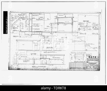 Fotografische Kopie der technischen Zeichnung, Höhenlagen und Abschnitte der Prüfstand 'E' (Gebäude 4259 - E-60). Kalifornien Institut für Technologie, Jet Propulsion Laboratory, olid der Anlagenbau Treibstoff Test-E-60-Erhöhungen und Abschnitte stehen, "Blatt E 60-10, kein Datum. - Jet Propulsion Laboratory Edwards, Prüfstand E, der Edwards Air Force Base, Bor, Kern County, CA Stockfoto