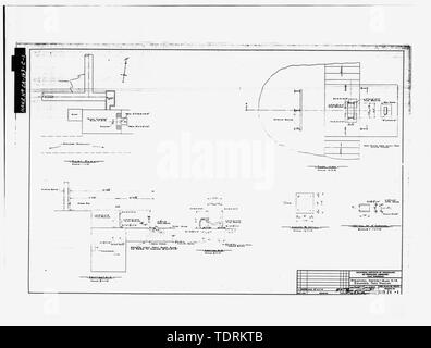 Fotografische Kopie der technischen Zeichnung, die Struktur der Prüfstand 'B' (4215 - E-16), auch als 'Short Röhrchen bekannt." Kalifornien Institut für Technologie, Jet Propulsion Laboratory, strukturellen der Anlagenbau hinaus - Geb.. E-12, Edwards Test Station", Zeichnung Nr. E 12-1-1, 8 August 1957. - Jet Propulsion Laboratory Edwards, Test Stand B, Edwards Air Force Base, Bor, Kern County, CA Stockfoto
