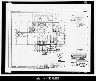 Fotografische Kopie der ursprünglichen As-Built-Zeichnung, vom 10. Juli 1973 (ursprüngliche Zeichnung, die sich im Besitz der US-Armee Korps der Ingenieure, Huntsville Abteilung). Untere Ebene planen - Stanley R. Mickelsen sichern Komplexe, Perimeter Acquisition Radar Kraftwerk, in begrenzter Zugang, südwestlich von PARB am Ende der Service Road B, Schüller, Cavalier County, ND Stockfoto