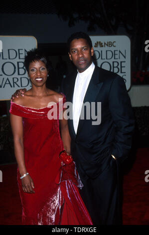 Mar 23, 2002; Hollywood, CA, USA; Schauspieler Denzel Washington und seine Frau PAULETTA im Jahr 2000 Golden Globe Awards. (Bild: Â© Chris Delmas/ZUMA Draht) Stockfoto