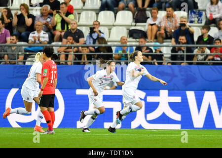 Reims, Frankreich. 17 Juni, 2019., 17.06.2019, Reims (Frankreich), Fußball, FIFA Frauen-WM 2019, Südkorea - Norwegen, FIFA-Bestimmungen verbieten die Verwendung von Fotografien als BILDSEQUENZEN UND/ODER QUASI-VIDEO. | Verwendung der weltweiten Kredit: dpa/Alamy leben Nachrichten Stockfoto