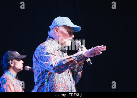 Hannover, Deutschland. Juni, 2019 18. Mike Love, der Sänger der Beach Boys, wird auf der Bühne bei Swiss Life Halle während der Eröffnung Konzert der 'Eine Nacht alle Hits' Tour. Credit: Ole Spata/dpa/Alamy leben Nachrichten Stockfoto