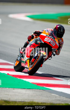 14. Juni 2019, Circuit de Barcelona-Catalunya, Montmelo, Barcelona, Spanien; MotoGP von Katalonien, Praxis Sitzungen; Jorge Lorenzo der Repsol Honda Team in Aktion während der freien Praxis 2 Pablo Guillen/Alamy Stockfoto