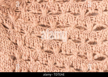 Braun Stricken Textur oder gestrickt Textur Hintergrund in Makro Stil. Stricken Textur oder gestrickt Textur in Vintage Style für Design Stockfoto