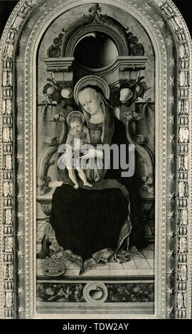 Die Jungfrau und Kind inthronisiert, Gemälde von Carlo Crivelli Stockfoto