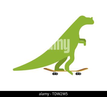 Ceratosaurus Dinosaurier auf Skateboard. Dino Skateboarder. Prähistorische Eidechse monster Reiten longboard Stock Vektor