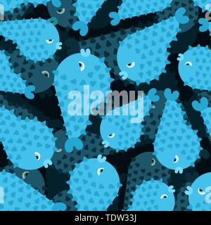 Fisch igel Muster nahtlose. Meer Tier Hintergrund. Natur Unterwasser ornament Stock Vektor