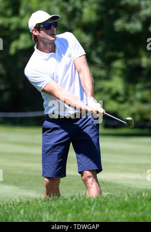 Eichenried, Deutschland. Juni, 2019 19. Golf: European Tour - International Open Pro-Am. Handballer Uwe Gensheimer nimmt Teil an das Pro-Am-Turnier. Credit: Sven Hoppe/dpa/Alamy leben Nachrichten Stockfoto