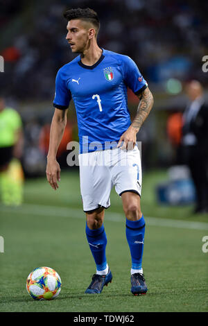 Bologna, Italien. Juni, 2019 19. Lorenzo Pellegrini Italiens während der UEFA EURO 2019 U-21 Championship Match zwischen Italien U-21 und U-21 in Polen Stadio Renato Dall'Ara, Bologna, Italien am 19. Juni 2019. Foto von Giuseppe Maffia. Credit: UK Sport Pics Ltd/Alamy leben Nachrichten Stockfoto