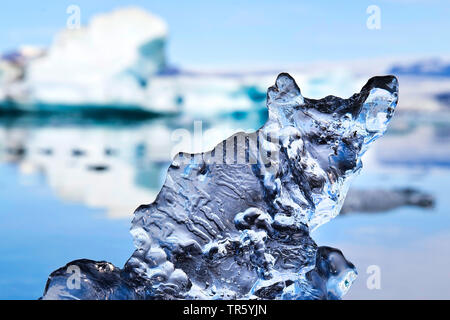 Stück ica in die gletscherlagune Joekulsarlon von, Island, Osten Island, Hornarfjoerdur, Nationalpark Vatnajoekull Stockfoto