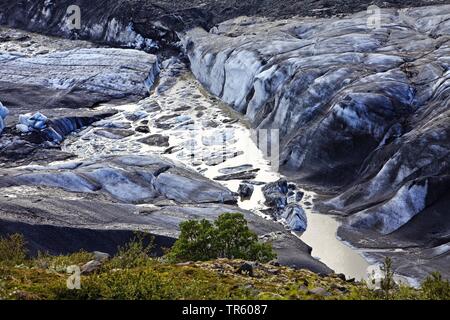 Gletscher im Nationalpark Vatnajoekull Svinafellsjoekull, Hornarfjoerdur, Island, Osten Island, Nationalpark Vatnajoekull Svinafellsjoekull Stockfoto