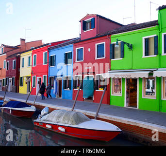 Bunte Häuser auf der Insel Burano, Italien, Venedig Stockfoto