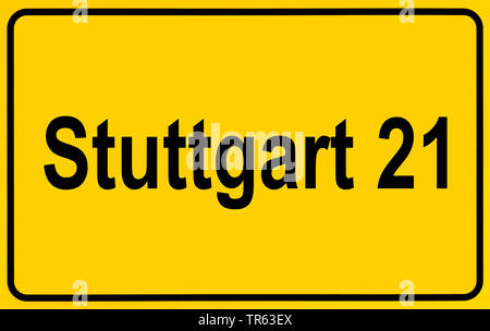 Stadt zeichen Stuttgart 21, Deutschland Stockfoto
