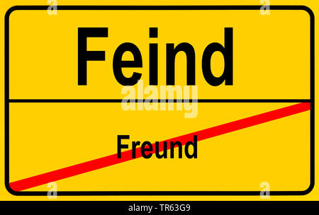 Stadt zeichen Feind/Freund, enmemy/Freund, Deutschland Stockfoto