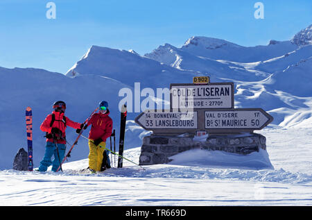 Skitouren im Col de l'Iseran, Frankreich, Savoie, Val d Isere Stockfoto