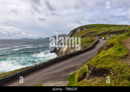 Straße eine der felsigen Küste der Halbinsel Dingle, Ring of Kerry, Irland, County Kerry, Dingle Halbinsel Dingle Stockfoto