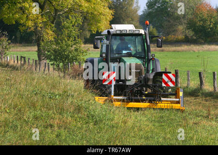 Traktor Mulchen, Deutschland Stockfoto