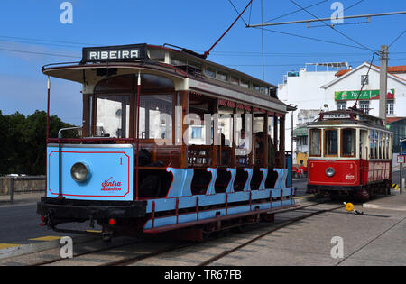 Straßenbahn von Sintra, Portugal, Praia das Macas Stockfoto