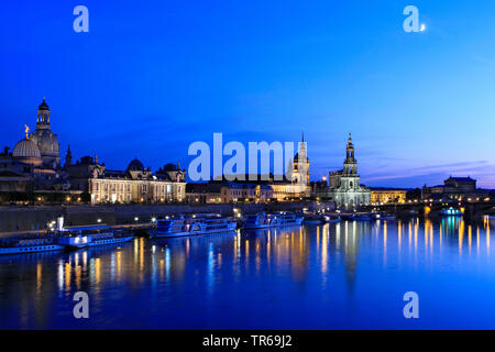 Die Altstadt von Dresden bei Nacht, Deutschland, Sachsen, Dresden Stockfoto