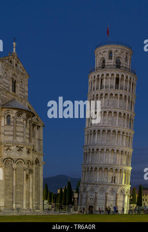 Schiefe Turm von Pisa neben der Kathedrale, Italien, Toskana, Pisa Stockfoto