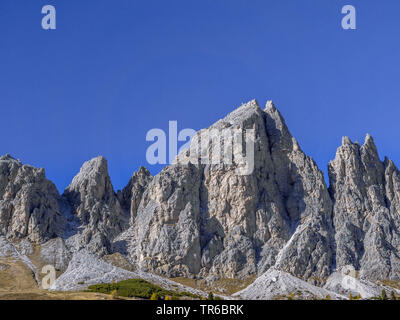 Puez Gruppe am Grödner Joch, Italien, Südtirol, Dolomiten Stockfoto