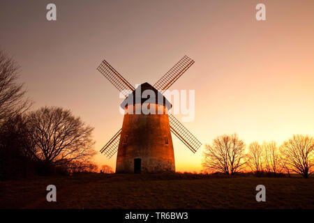 Mühle bei Sonnenuntergang Egelsberg in Krefeld, Deutschland, Nordrhein-Westfalen, Niederrhein, Krefeld Stockfoto