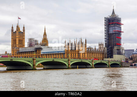 Westminster Palast, Westminster Brücke und Big Ben, Vereinigtes Königreich, England, Themse, London Stockfoto