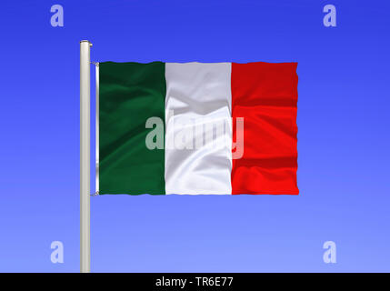 Flagge von Italien gegen den blauen Himmel, Italien Stockfoto