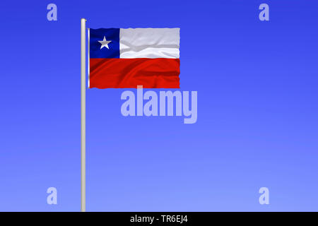Flagge von Chile gegen den blauen Himmel, Chile Stockfoto