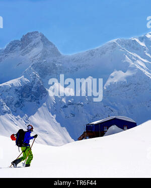 Skitouren auf den Gipfel des Mont Pourri, Frankreich, Savoyen, Les Arcs Stockfoto