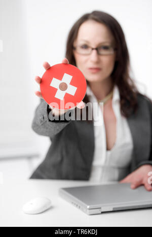 Business Frau mit Schweizer CD, Schweiz Stockfoto
