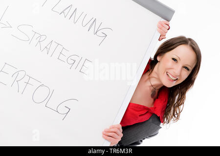 Geschäftsfrau mit Flip-chart Stockfoto