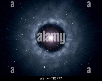 Schwarzes Loch im Weltraum, virtuelle Welten, Computer Grafik Stockfoto