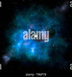 Galaxie mit Sternen im Weltraum, virtuelle Welten, Computer Grafik Stockfoto