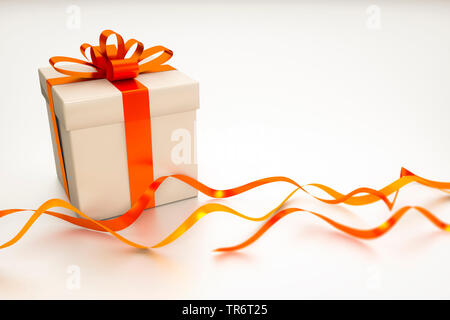 Geschenk Box Orange Ribbon, Computer Graphik Stockfoto
