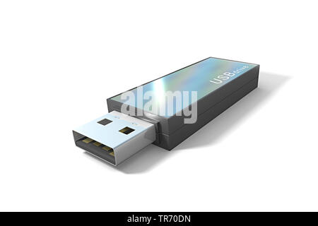 3D Computer Grafik, USB-Stick mit shinning Oberfläche Stockfoto